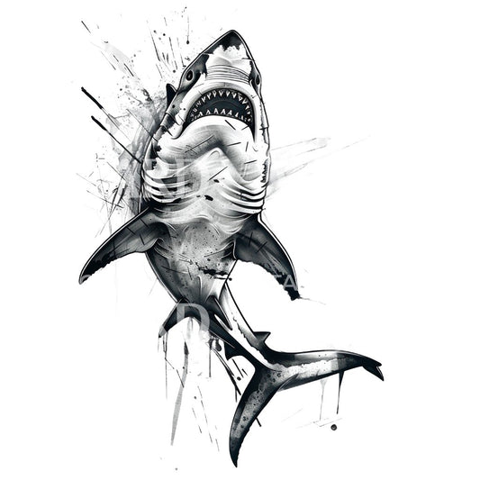 Conception de tatouage de croquis de requin