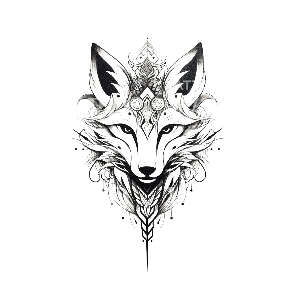 Schwarz-graues Fuchs Tattoo-Design
