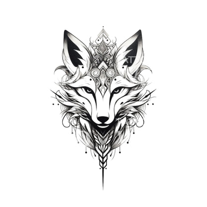 Black and Grey Fox Tattoo Design