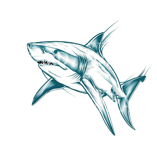 Turquoise Shark Tattoo Design