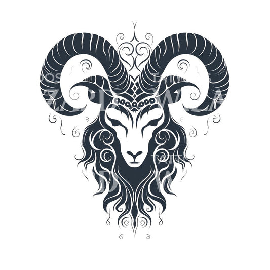 Aries Zodiac Sign Illustrative Tattoo Design