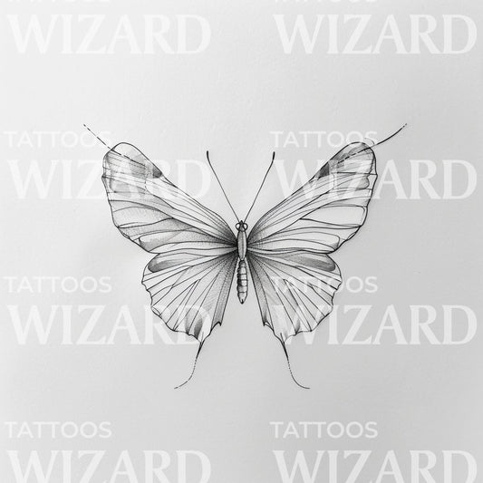 A Minimalist Single Line Butterfly Tattoo Design