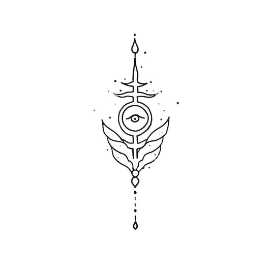 Handpoke Symbol Eye and Wings Tattoo Design