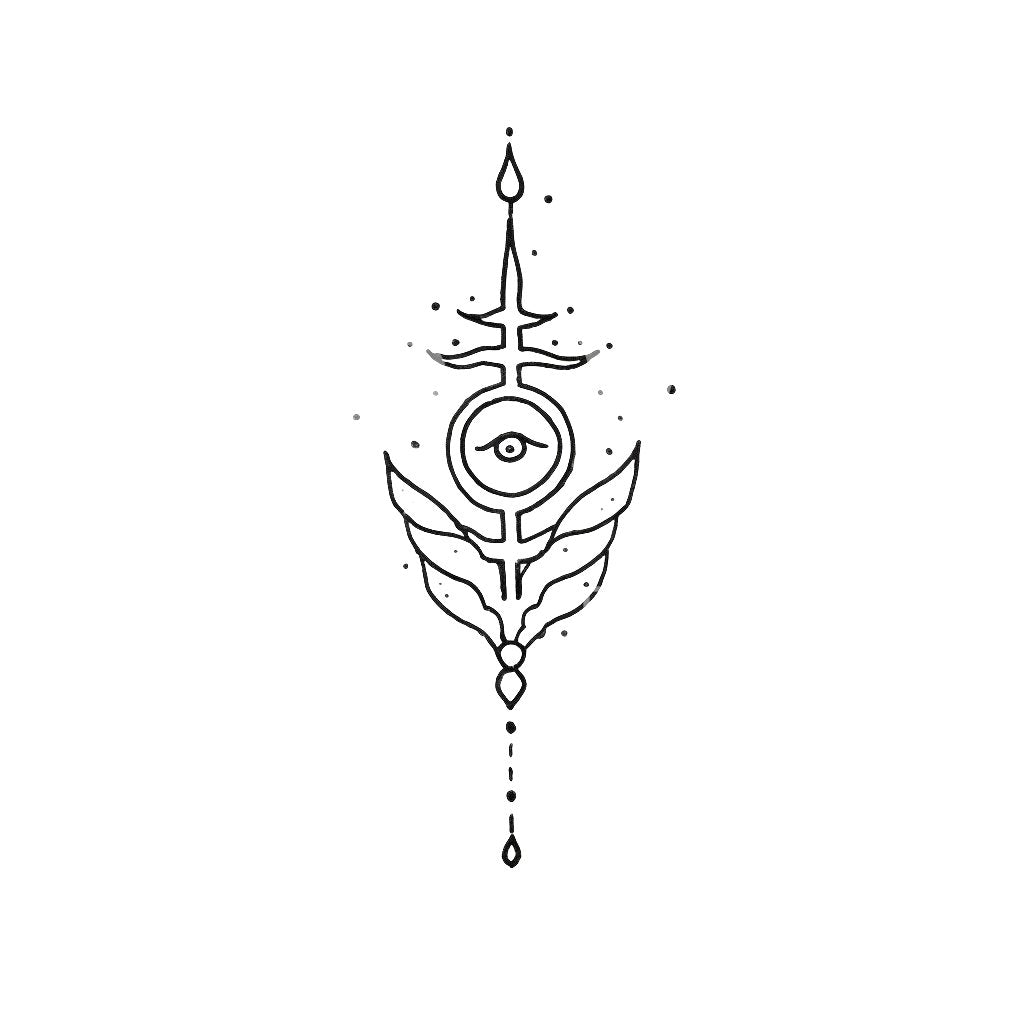 Handpoke Symbol Auge und Flügel Tattoo Design