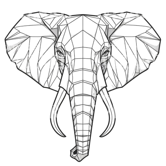 Conception de tatouage de tête d'éléphant minimaliste géométrique