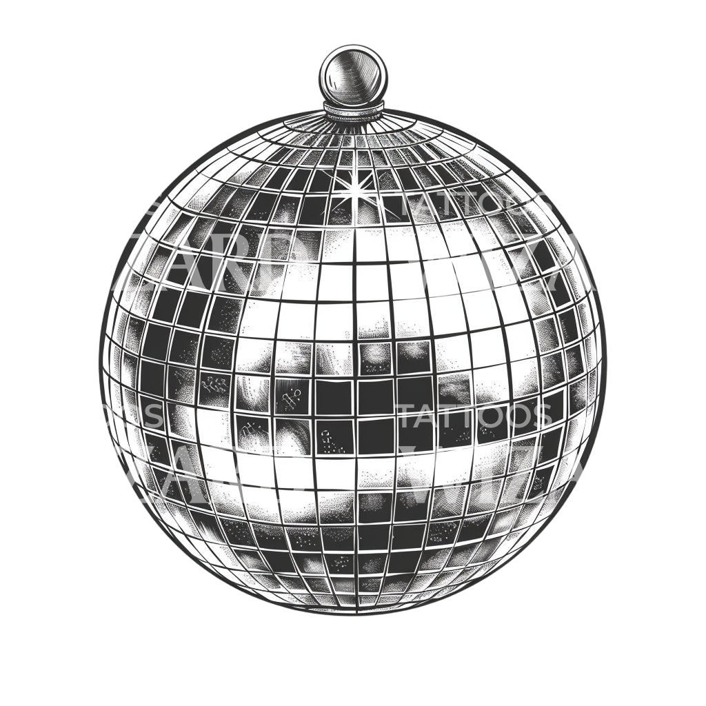 Disco Ball Black and Grey Tattoo Design