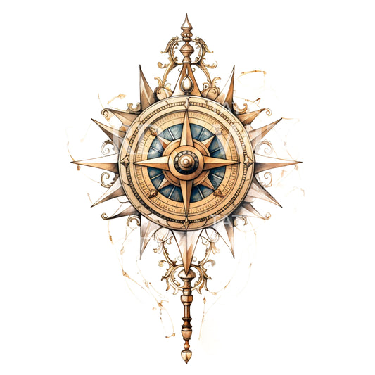 Golden Compass Tattoo Design