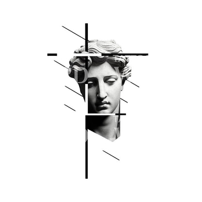 Deconstructed Greek God Statue Tattoo Design