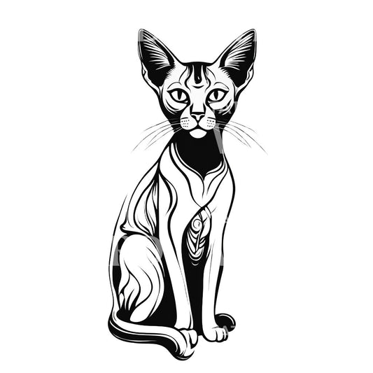 Abyssinian Cat minimal Tattoo Design