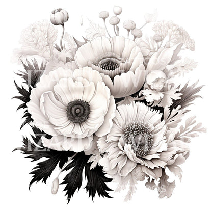Anemone Bouquet Composition Tattoo Design