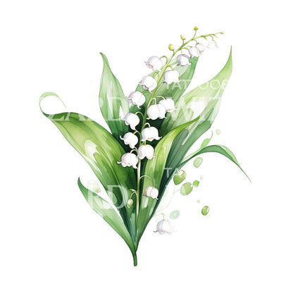 Watercolor Lily of the Valley Tattoo Design