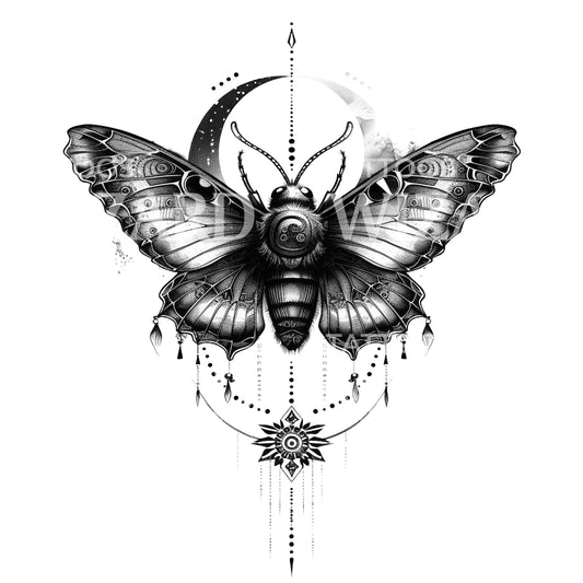 Elegant Nocturnal Moth Tattoo Design