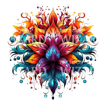 Psychedelic Flower Tattoo Design