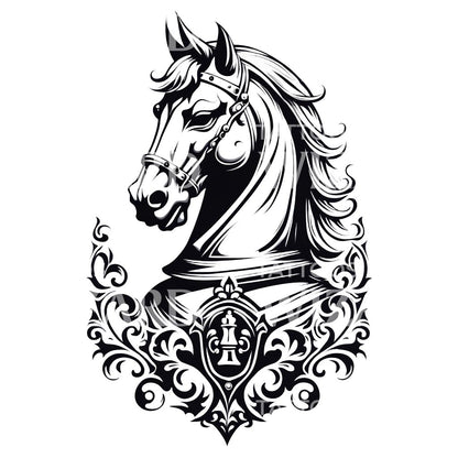 Knight Quest Chess Tattoo Design
