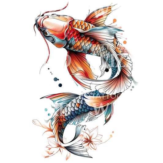 Traditional Japanese Koi Fish Tattoo Design
