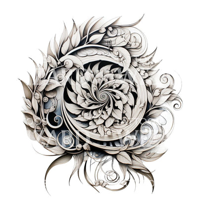 Ornamental Spiral of Nature Tattoo Design