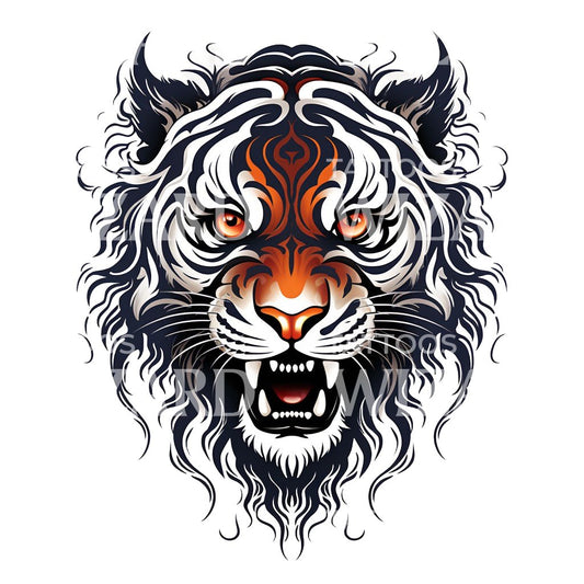 Fierce Tiger Tribal Tattoo Design