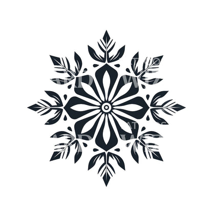 Simple Blackwork Snowflake Tattoo Design