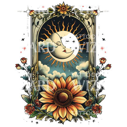 Old School Spring Equinox Tattoo Design