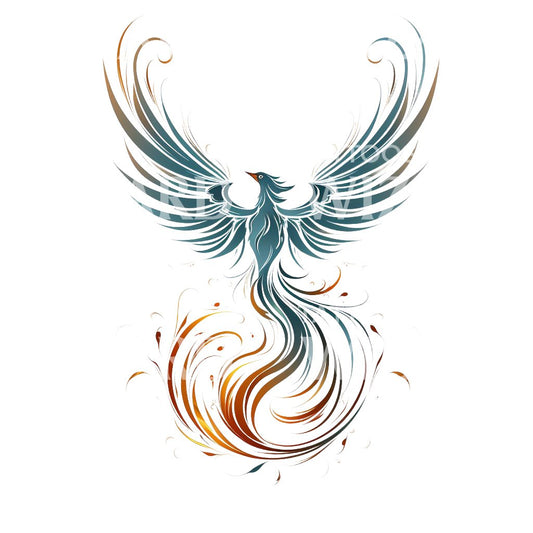 Illustrative Phoenix Tattoo Design