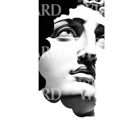 Modern Greek God Bust Tattoo Design