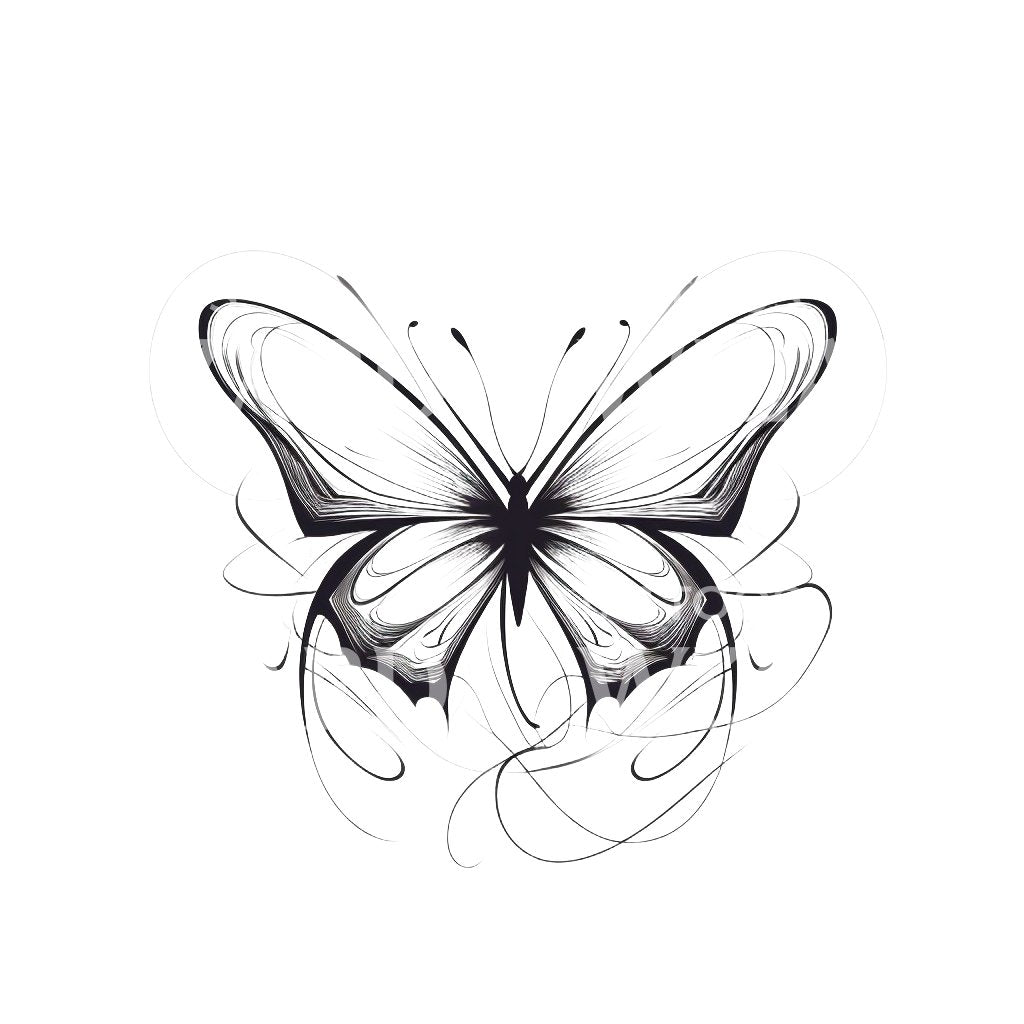 Fineline Schmetterling Tattoo Design