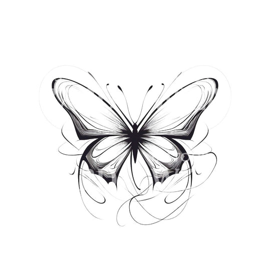 Conception de tatouage de papillon fineline