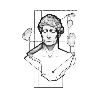 Fineline Greek Statue Composition Tattoo Design