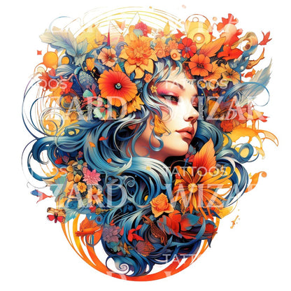 Neo Traditional Spring Goddess Tattoo Design