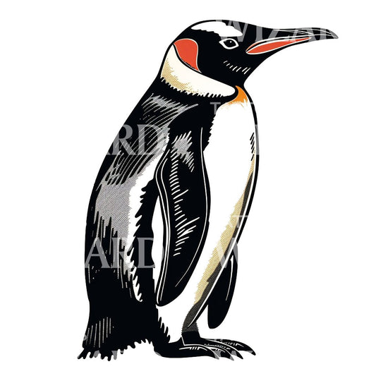 Conception de tatouage simple à l'ancienne de pingouin