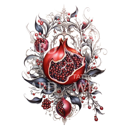 Open Pomegranate Tattoo Design