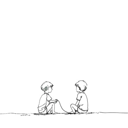 Two Boys Sitting and Playing Tattoo Design