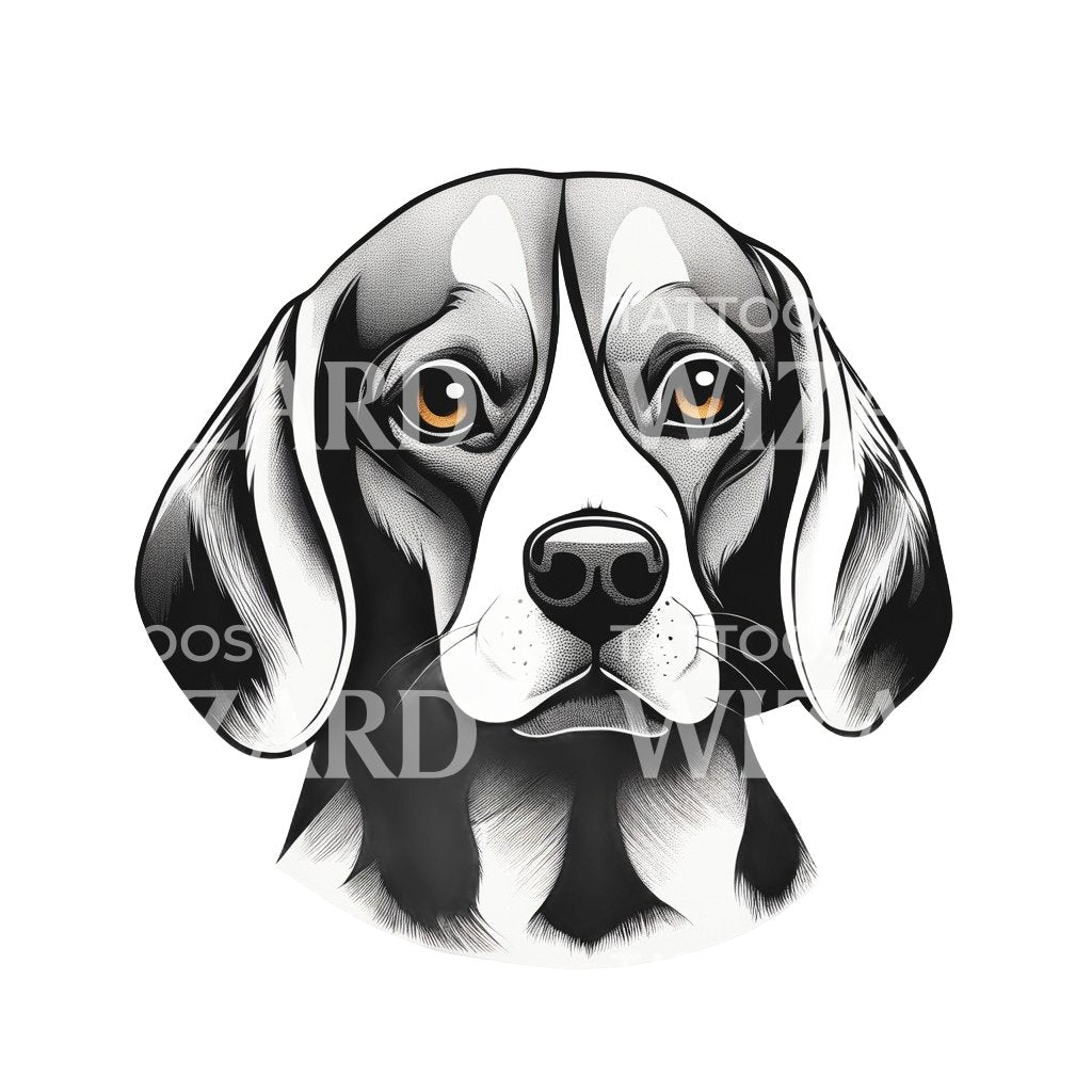 Conception de tatouage de tête de chien Beagle