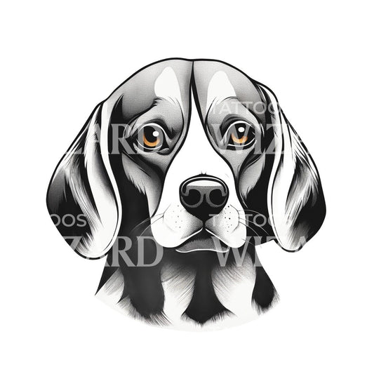 Beagle Dog Head Tattoo Design