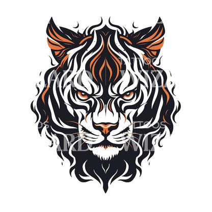 Old School Scary Cat Head Tattoo Design
