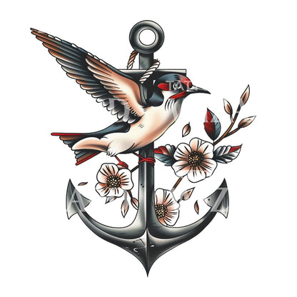 Anchor and Swallow Old School Tattoo Design