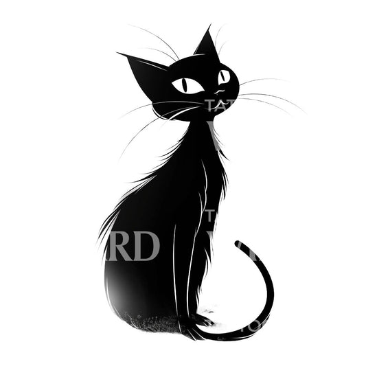 Conception de tatouage de chat noir coquin