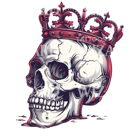 King's Skull Old School Tattoo Design