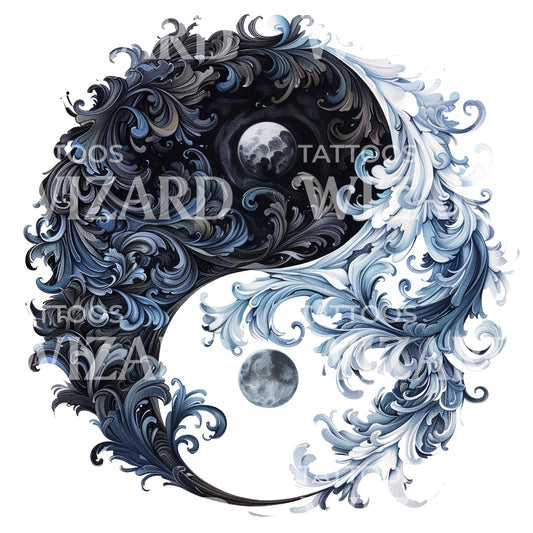 Conception de tatouage de symbole fluide Yin Yang