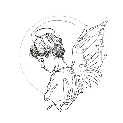 Fine Lines Angel Boy Tattoo Design