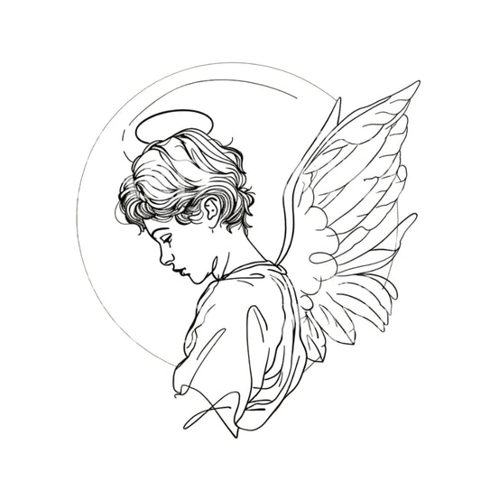 Fine Lines Angel Boy Tattoo Design