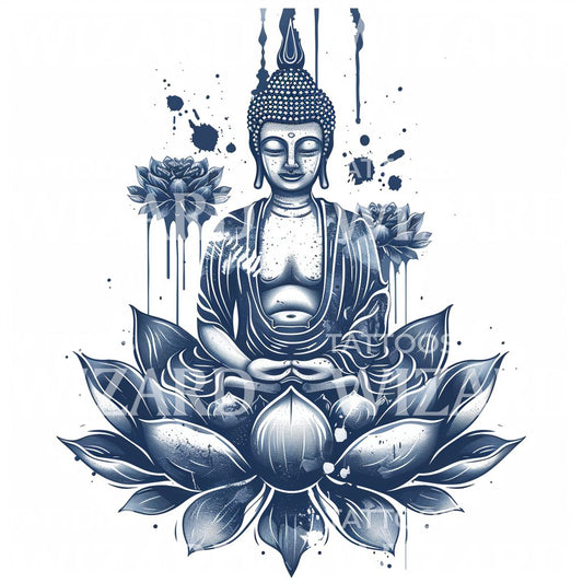 A Buddha in Lotus Tattoo Design