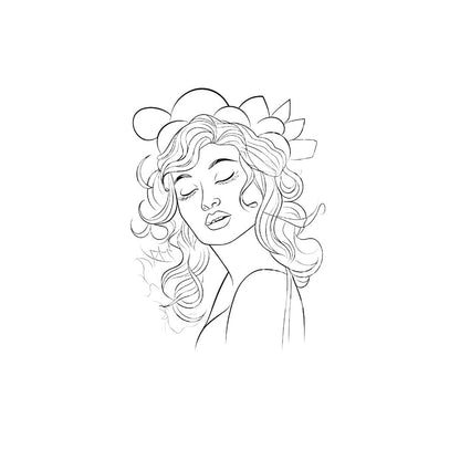 Single Line Woman Portrait Tattoo Design