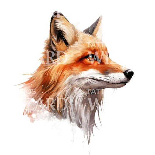 Watercolor Fox Tattoo Design
