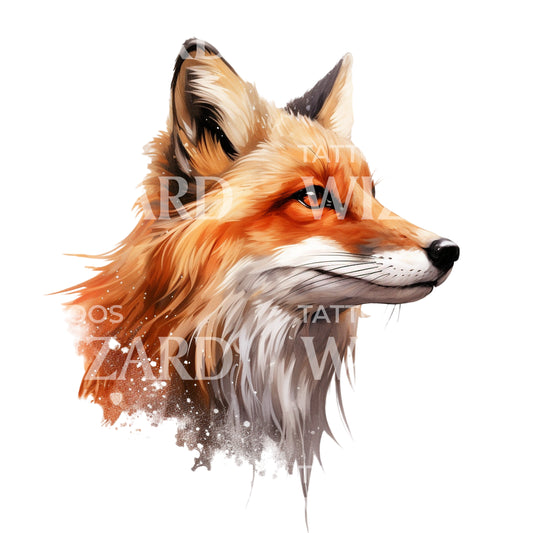 Watercolor Fox Tattoo Design