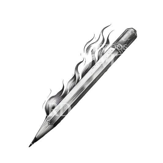 Skizze mit Bleistift und Flammen Tattoo-Design