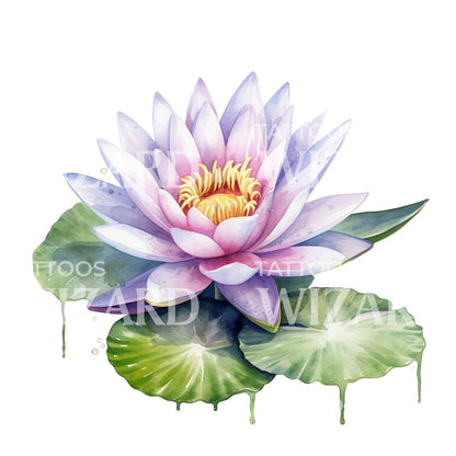Watercolor Waterlily Tattoo Design