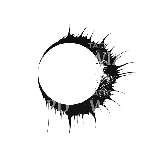 Conception de tatouage d'éclipse solaire inversée minimaliste