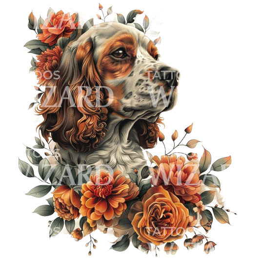 Young Springer Spaniel Dog Tattoo Design