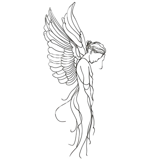 Defeated Angel Minimalist Tattoo Design